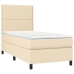 Cama box spring con colchón tela color crema 80x200 cm
