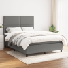 Cama box spring con colchón tela gris oscuro 140x190 cm