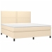 Cama box spring con colchón tela color crema 180x200 cm