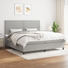 Cama box spring con colchón tela gris claro 200x200 cm