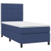 Cama box spring con colchón tela azul 90x200 cm