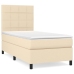 Cama box spring con colchón tela color crema 100x200 cm
