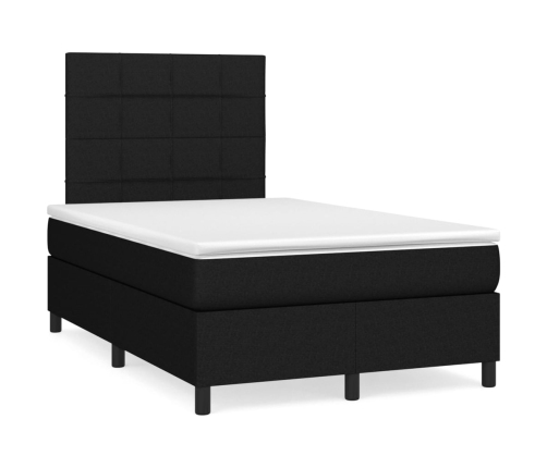 Cama box spring con colchón tela negro 120x200 cm