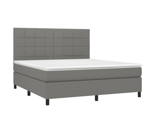 Cama box spring con colchón tela gris oscuro 160x200 cm