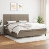 Cama box spring con colchón tela gris taupe 200x200 cm