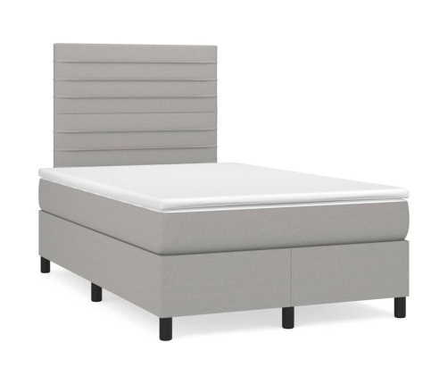 Cama box spring con colchón tela gris claro 120x200 cm