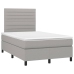 Cama box spring con colchón tela gris claro 120x200 cm