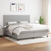 Cama box spring con colchón tela gris claro 200x200 cm