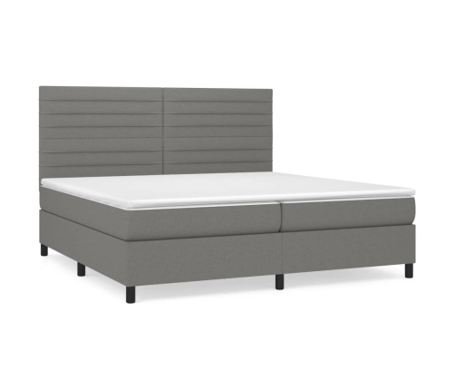 Cama box spring con colchón tela gris oscuro 200x200 cm