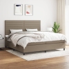 Cama box spring con colchón tela gris taupe 200x200 cm