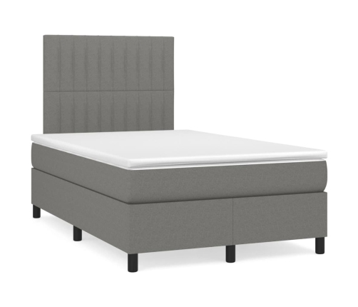 Cama box spring con colchón tela gris oscuro 120x200 cm