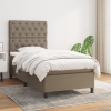 Cama box spring con colchón tela gris taupe 80x200 cm