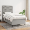 Cama box spring con colchón tela gris claro 90x190 cm