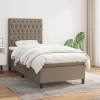 Cama box spring con colchón tela gris taupe 90x190 cm