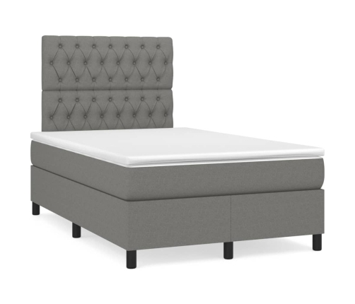 Cama box spring con colchón tela gris oscuro 120x200 cm