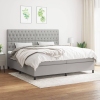 Cama box spring con colchón tela gris claro 200x200 cm