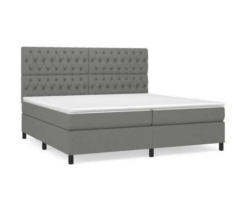 Cama box spring con colchón tela gris oscuro 200x200 cm