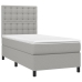 Cama box spring con colchón tela gris claro 80x200 cm