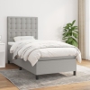 Cama box spring con colchón tela gris claro 90x190 cm