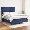 Cama box spring con colchón tela azul 140x190 cm