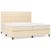 Cama box spring con colchón tela color crema 200x200 cm