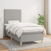 Cama box spring con colchón tela gris claro 80x200 cm