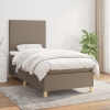 Cama box spring con colchón tela gris taupe 80x200 cm