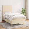 Cama box spring con colchón tela color crema 90x190 cm