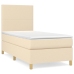 vidaXL Cama box spring con colchón tela color crema 90x200 cm