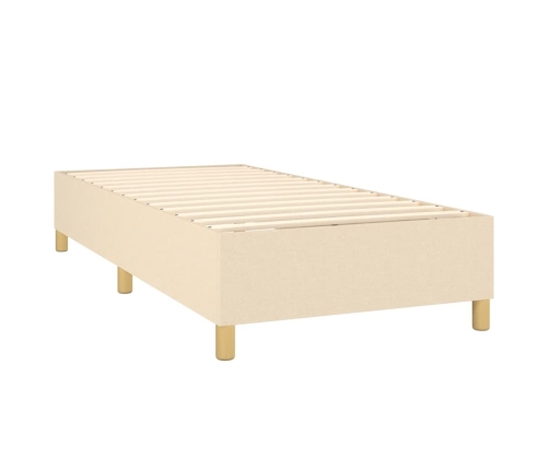 Cama box spring con colchón tela color crema 100x200 cm
