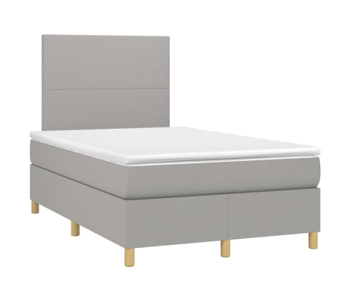 Cama box spring con colchón tela gris claro 120x200 cm