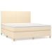 Cama box spring con colchón tela color crema 180x200 cm