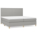 Cama box spring con colchón tela gris claro 200x200 cm