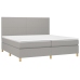 Cama box spring con colchón tela gris claro 200x200 cm