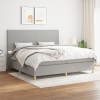 Cama box spring con colchón tela gris claro 200x200 cm