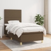 Cama box spring con colchón tela marrón oscuro 90x190 cm