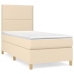 Cama box spring con colchón tela color crema 90x190 cm