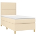 Cama box spring con colchón tela color crema 90x190 cm