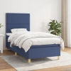 Cama box spring con colchón tela azul 90x190 cm