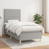 Cama box spring con colchón tela gris claro 90x200 cm