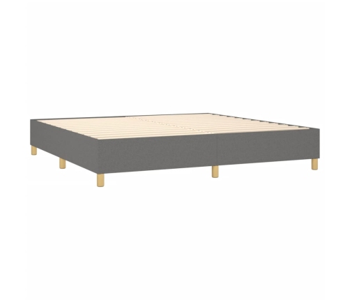 Cama box spring con colchón tela gris oscuro 200x200 cm