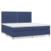 Cama box spring con colchón tela azul 200x200 cm