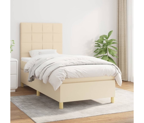 vidaXL Cama box spring con colchón tela color crema 80x200 cm