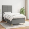 Cama box spring con colchón tela gris oscuro 90x190 cm