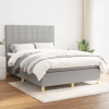 Cama box spring con colchón tela gris claro 140x190 cm