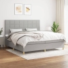 Cama box spring con colchón tela gris claro 200x200 cm