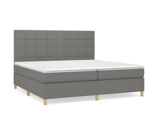 Cama box spring con colchón tela gris oscuro 200x200 cm