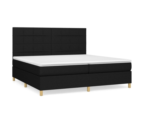 Cama box spring con colchón tela negro 200x200 cm