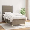 Cama box spring con colchón tela gris taupe 90x190 cm