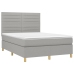 Cama box spring con colchón tela gris claro 140x190 cm
